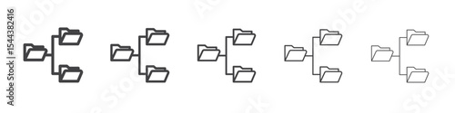 Folder tree icon vector outline set illustration sign