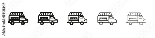 Food truck icon vector outline set illustration sign