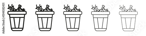 Food waste icon vector outline set illustration sign