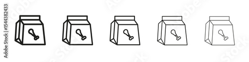Food delivery paper bag icon vector outline set illustration sign