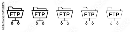 FTP icon vector outline set illustration sign