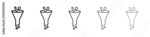Funnel icon vector outline set illustration sign