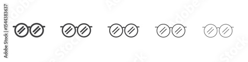 Glasses icon vector outline set illustration sign