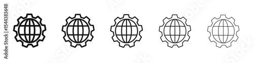 Globalization icon vector outline set illustration sign