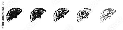 Hand fan icon vector outline set illustration sign