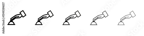 Hand touching service bell icon vector outline set illustration sign
