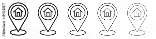 Home location icon vector outline set illustration sign