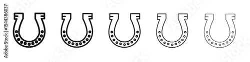 Horseshoe icon vector outline set illustration sign