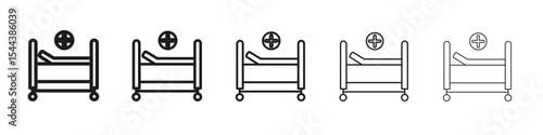 Hospital bed icon vector outline set illustration sign
