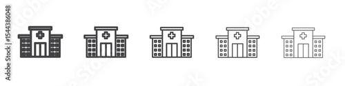Hospital Icon vector outline set illustration sign