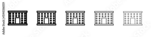 Hotel icon vector outline set illustration sign