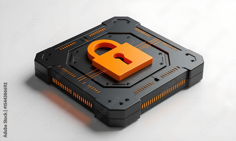 Futuristic Padlock: Cybersecurity, Data Protection, and Secure Technology Concept Rendering Futuristic Padlock: Cybersecurity, Data Protection, and Secure Technology Concept Rendering