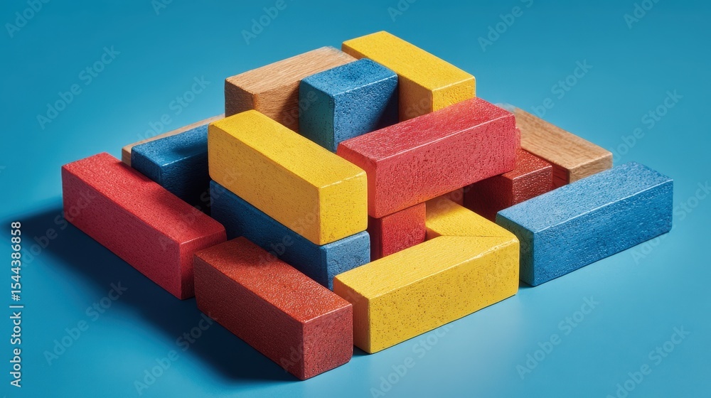 Obraz premium Colorful Interlocking Wooden Blocks