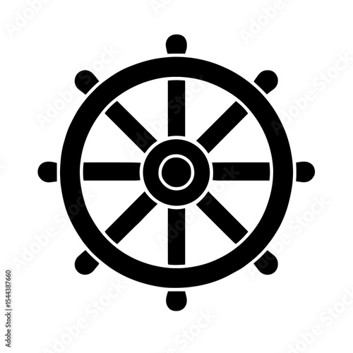 Dharma wheel icon in filled style – symbol of Buddhist teachings