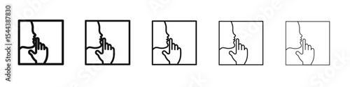 Keep silence icon vector outline set illustration sign