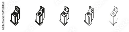Kiosk icon vector outline set illustration sign