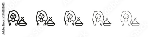 Lack of appetite icon vector outline set illustration sign