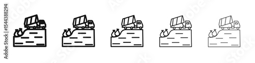 Landfill Site icon vector outline set illustration sign