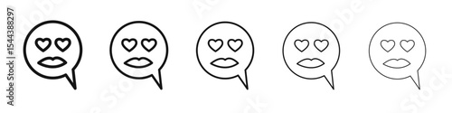 Lady Love Smiley Message icon vector outline set illustration sign