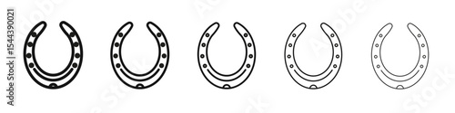 lucky horseshoe icon vector outline set illustration sign
