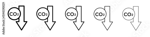 Low carbon dioxide icon vector outline set illustration sign