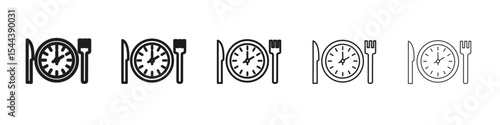 Lunch time icon vector outline set illustration sign