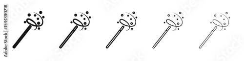 Magic wand icon vector outline set illustration sign