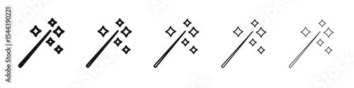 Magic wand icon vector outline set illustration sign