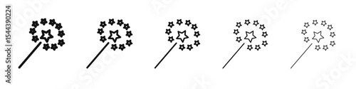 Magic wand icon vector outline set illustration sign
