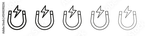 Magnet icon vector outline set illustration sign