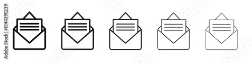 Mail message icon vector outline set illustration sign