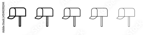 Mailbox icon vector outline set illustration sign