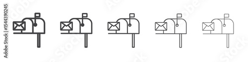 Mailbox icon vector outline set illustration sign