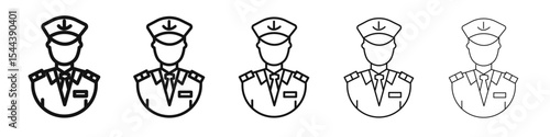Male chief officer icon vector outline set illustration sign