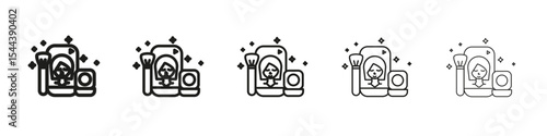 Makeup tutorial video icon vector outline set illustration sign