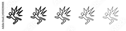 man fall down icon vector outline set illustration sign