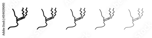 man smoking cigarette icon vector outline set illustration sign