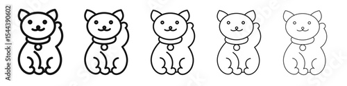 maneki neko doodle icon vector outline set illustration sign