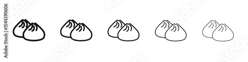 mantou icon vector outline set illustration sign