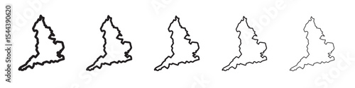 Map of england icon vector outline set illustration sign