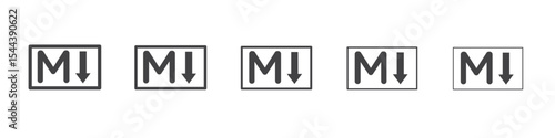 Markdown icon vector outline set illustration sign