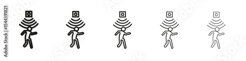 Motion sensor icon vector outline set illustration sign
