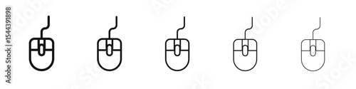 Mouse icon vector outline set illustration sign