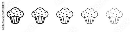Muffin icon vector outline set illustration sign