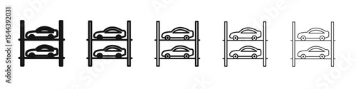 Multi Storey Parking icon vector outline set illustration sign