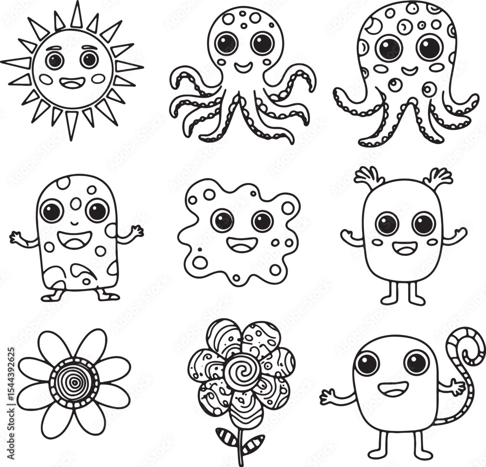 Fototapeta premium Set of funny cartoon monsters