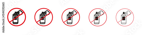 No aerosol spray sign vector outline set illustration sign