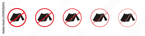 No camping sign vector outline set illustration sign