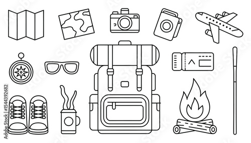 Hand-drawn vector icons of school and office supplies