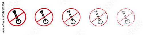 No digging sign vector outline set illustration sign